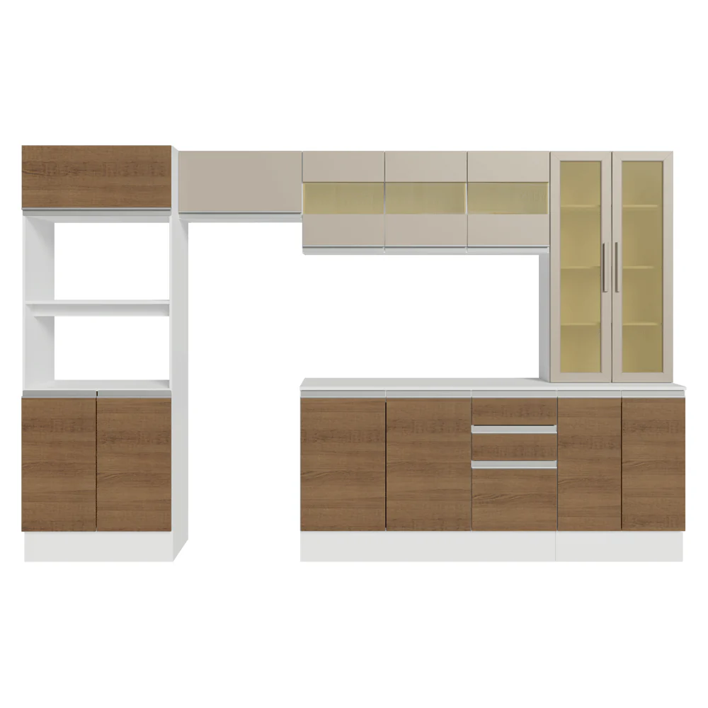 Combo de Cocina 310 cm Smart 100% MDF Blanco/Marrón/Crema 04 - Image 10