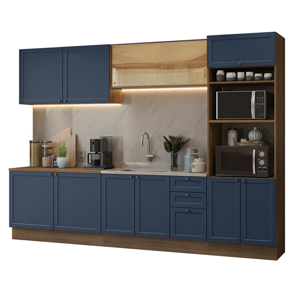 Combo de Cocina 310 cm Vik Marrón/Azul 01 - Image 3