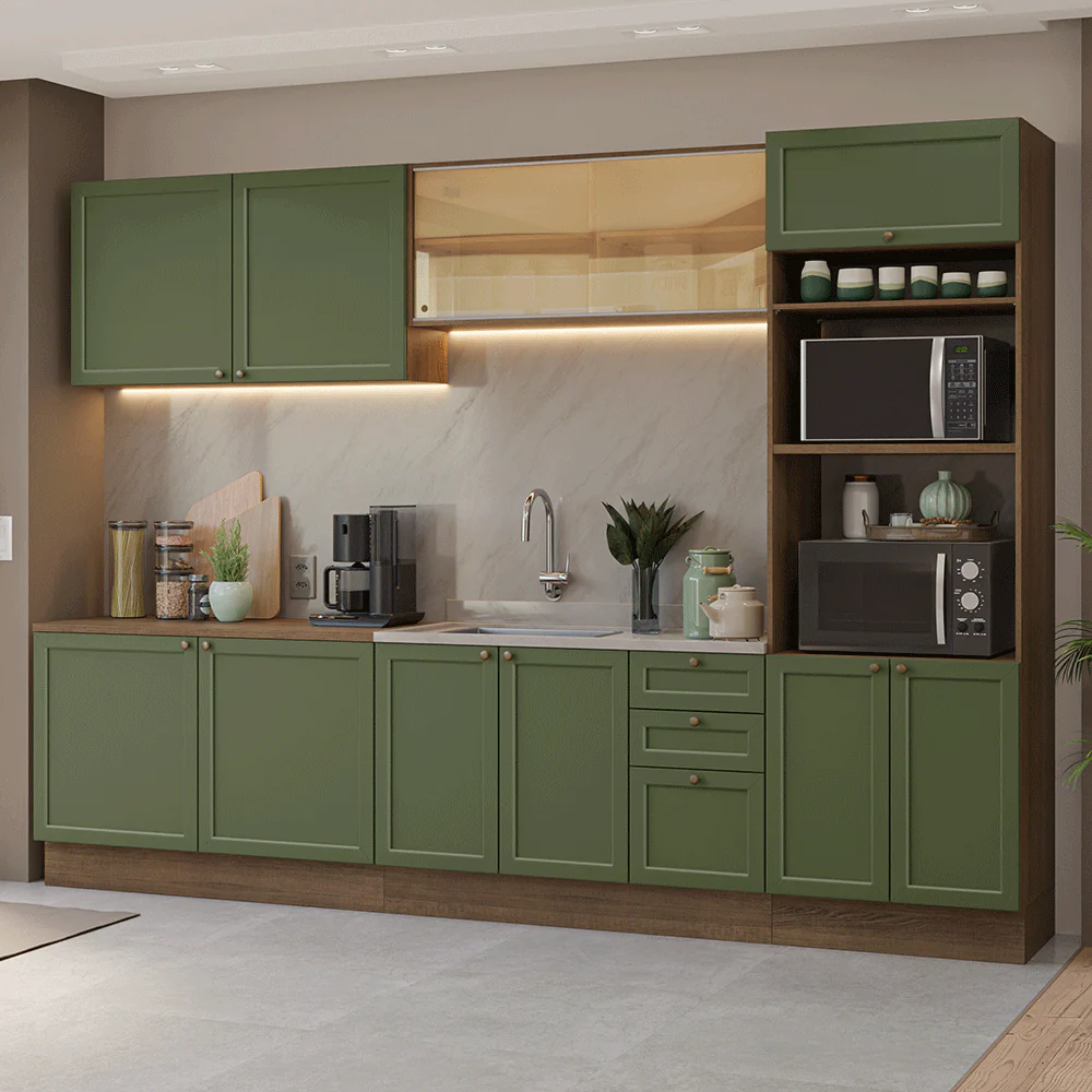Combo de Cocina 310 cm Vik Marrón/Verde 01