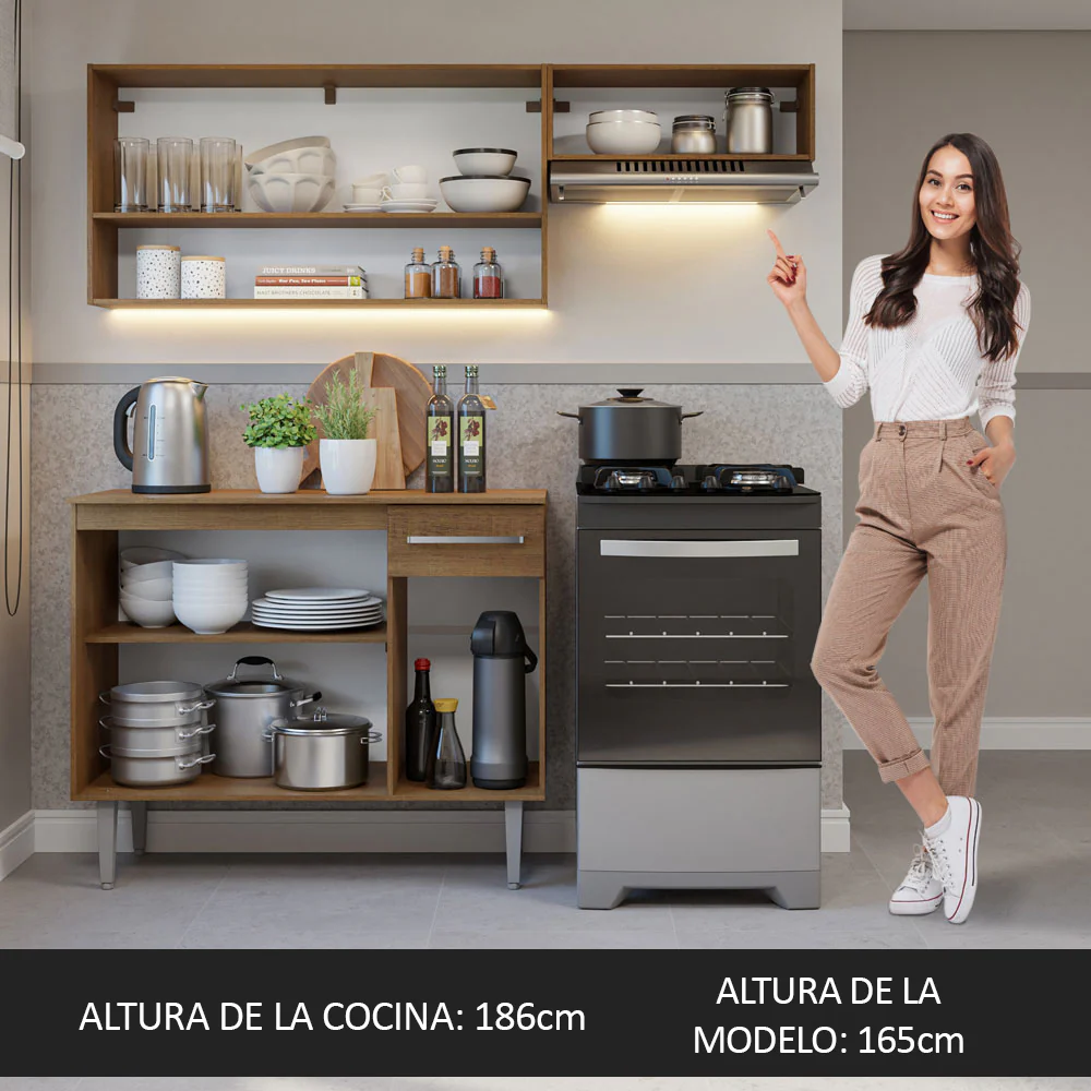 Combo de Cocina Compacta 165cm Marrón Emilly Madesa 07 - Image 5