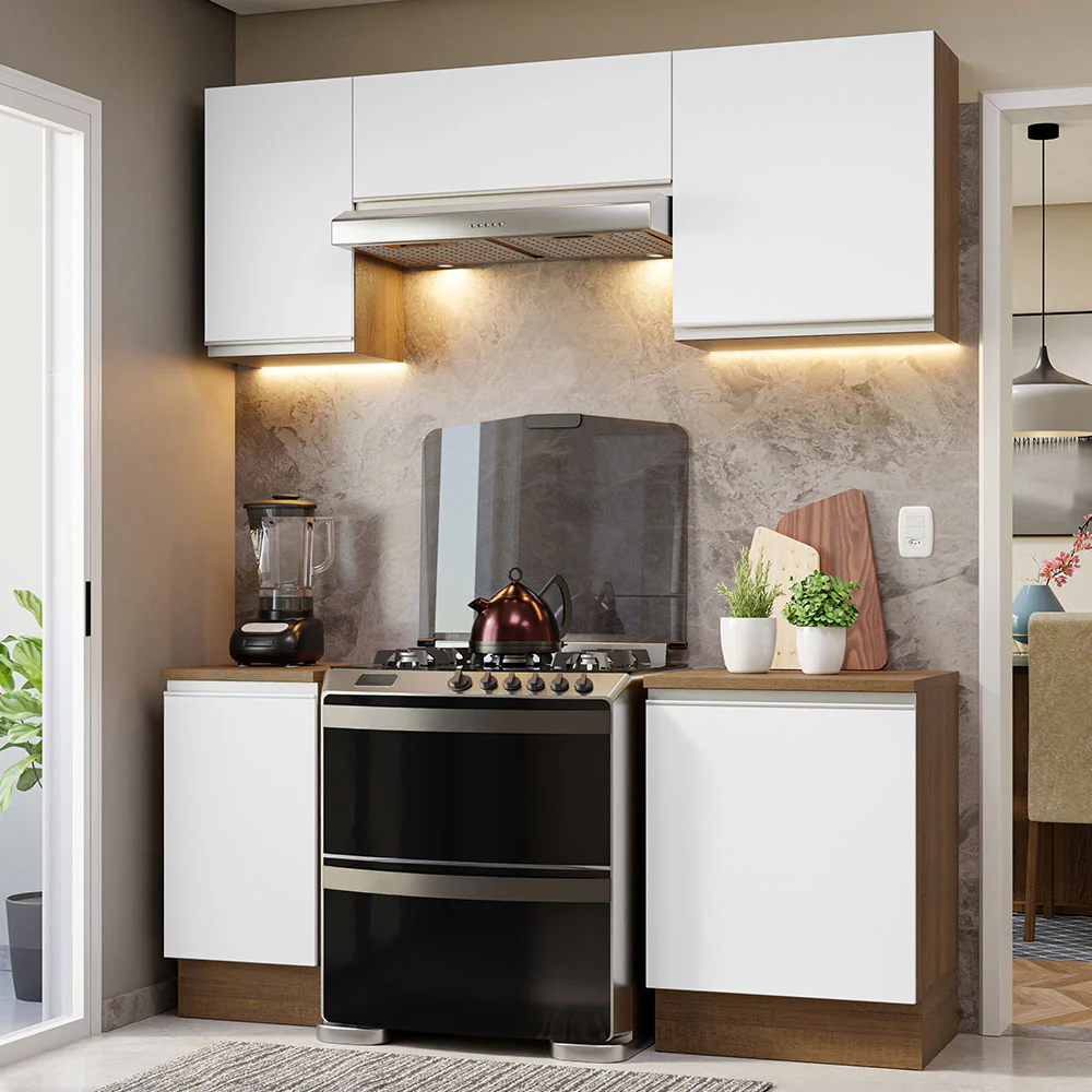 Combo de Cocina Compacta 180cm Marrón/Blanco Glamy Madesa 12