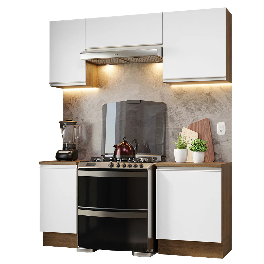 Combo de Cocina Compacta 180cm Marrón/Blanco Glamy Madesa 12 - Image 2