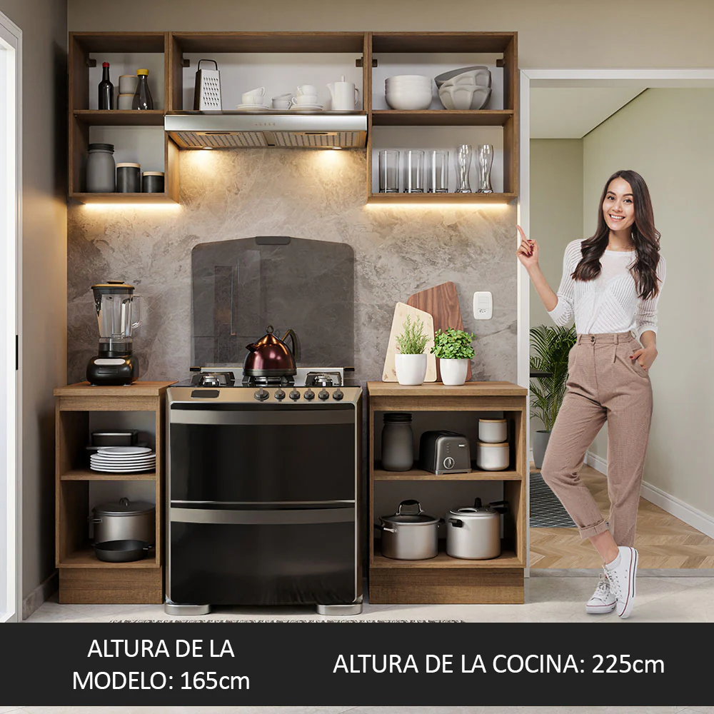 Combo de Cocina Compacta 180cm Marrón/Blanco Glamy Madesa 12 - Image 5