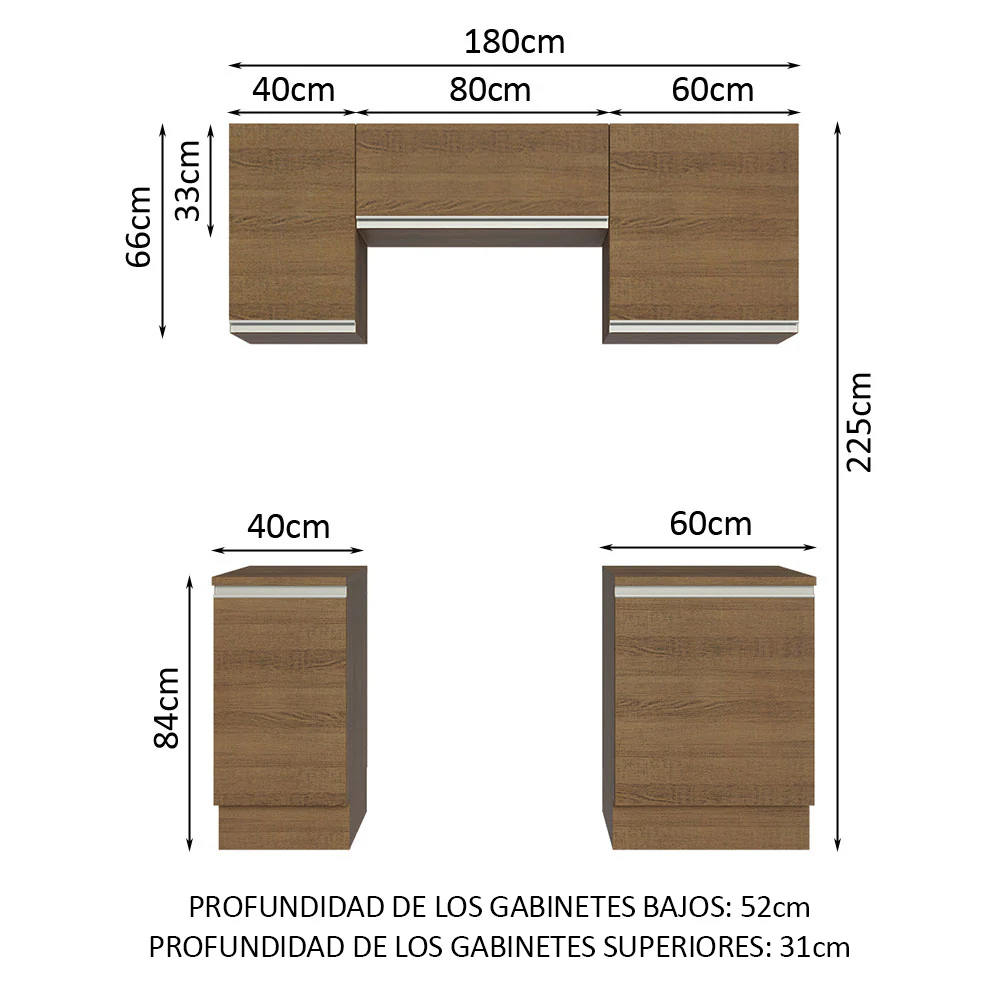 Combo de Cocina Compacta 180cm Marrón Glamy Madesa 12 - Image 3