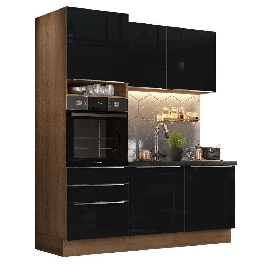 Combo de Cocina Compacta 180cm Marrón/Negro Lux Madesa 01 - Image 2