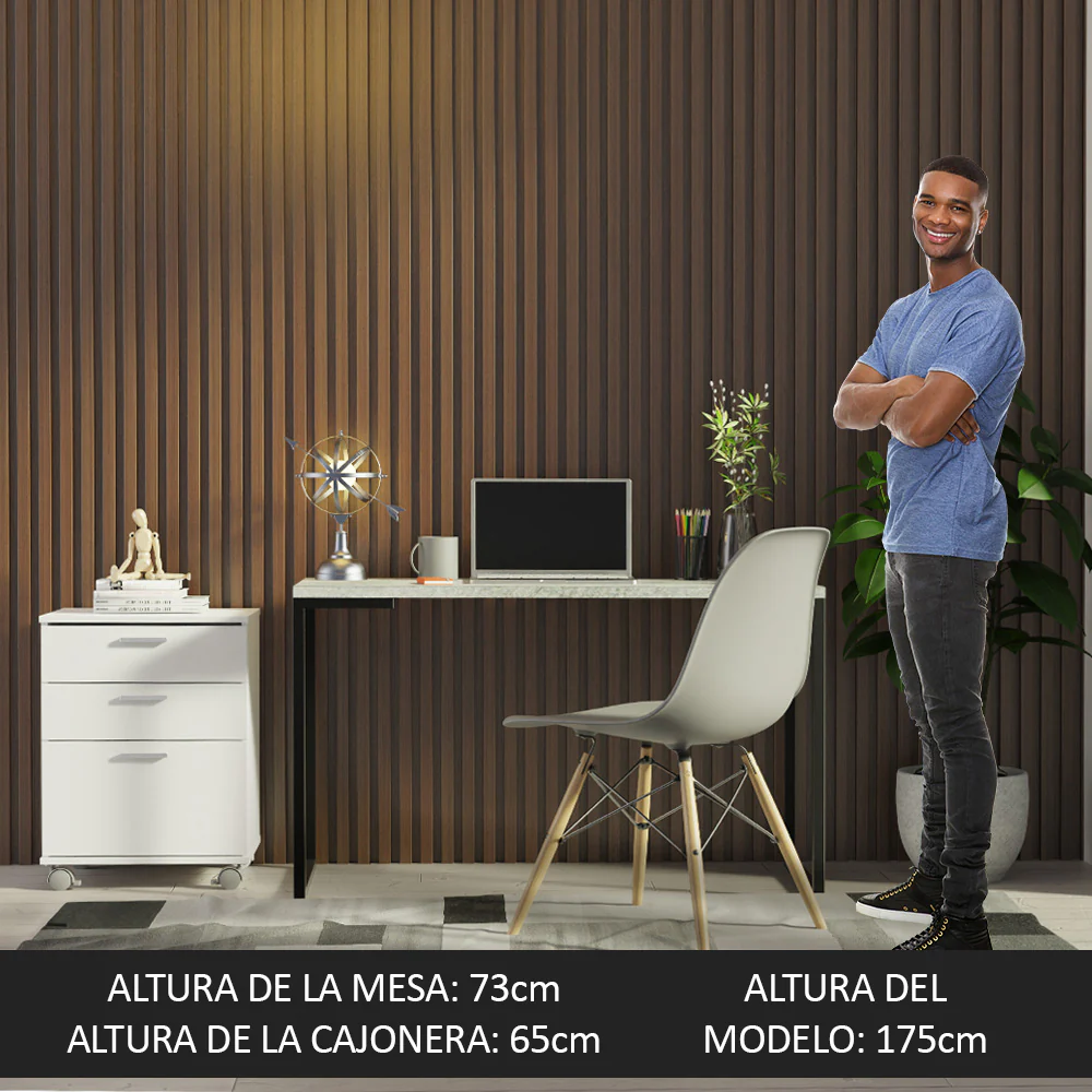 Combo Escritorio/Oficina con Mesa Industrial + Cajonera Blanco/Gris Madesa - Image 5
