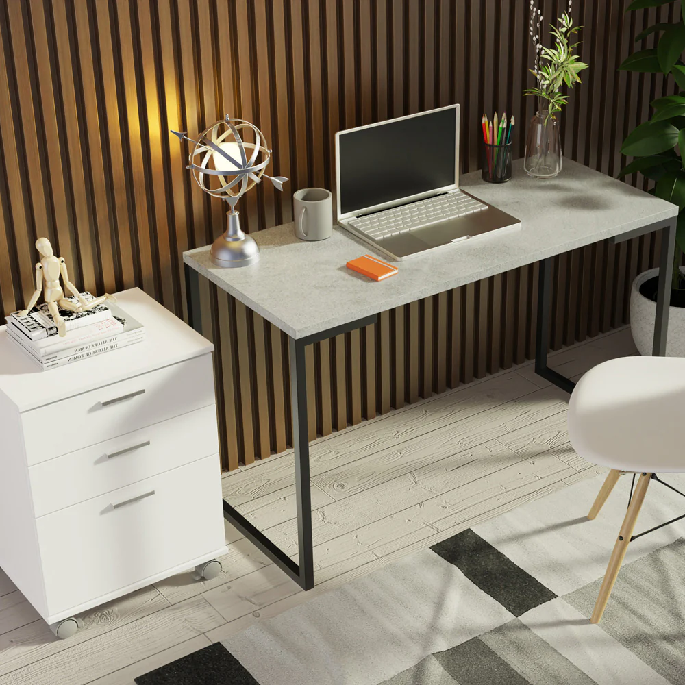 Combo Escritorio/Oficina con Mesa Industrial + Cajonera Blanco/Gris Madesa - Image 6