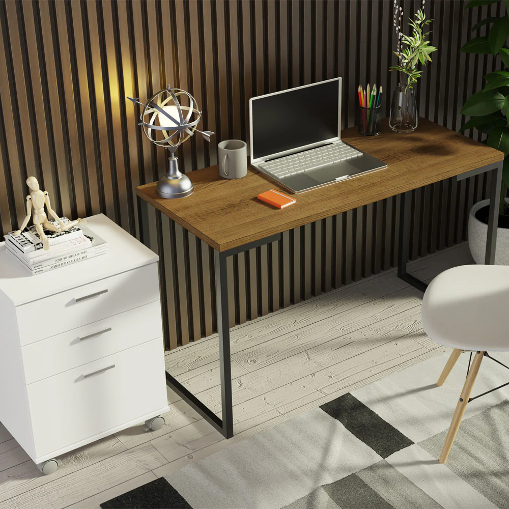 Combo Escritorio/Oficina con Mesa Industrial + Cajonera Marrón/Blanco Madesa - Image 6