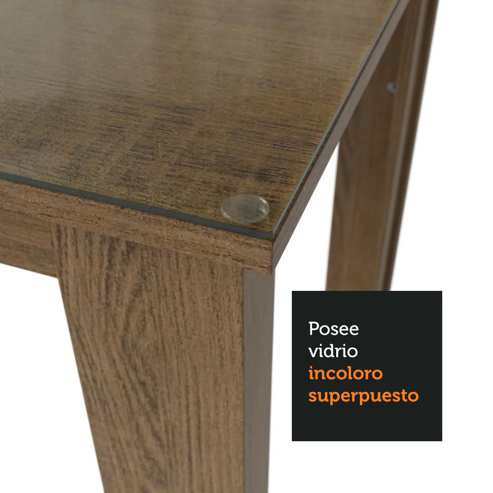 Conjunto Comedor Mesa Mesada de Vidro 6 Sillas Marrón/Negro Zoe Madesa - Image 3