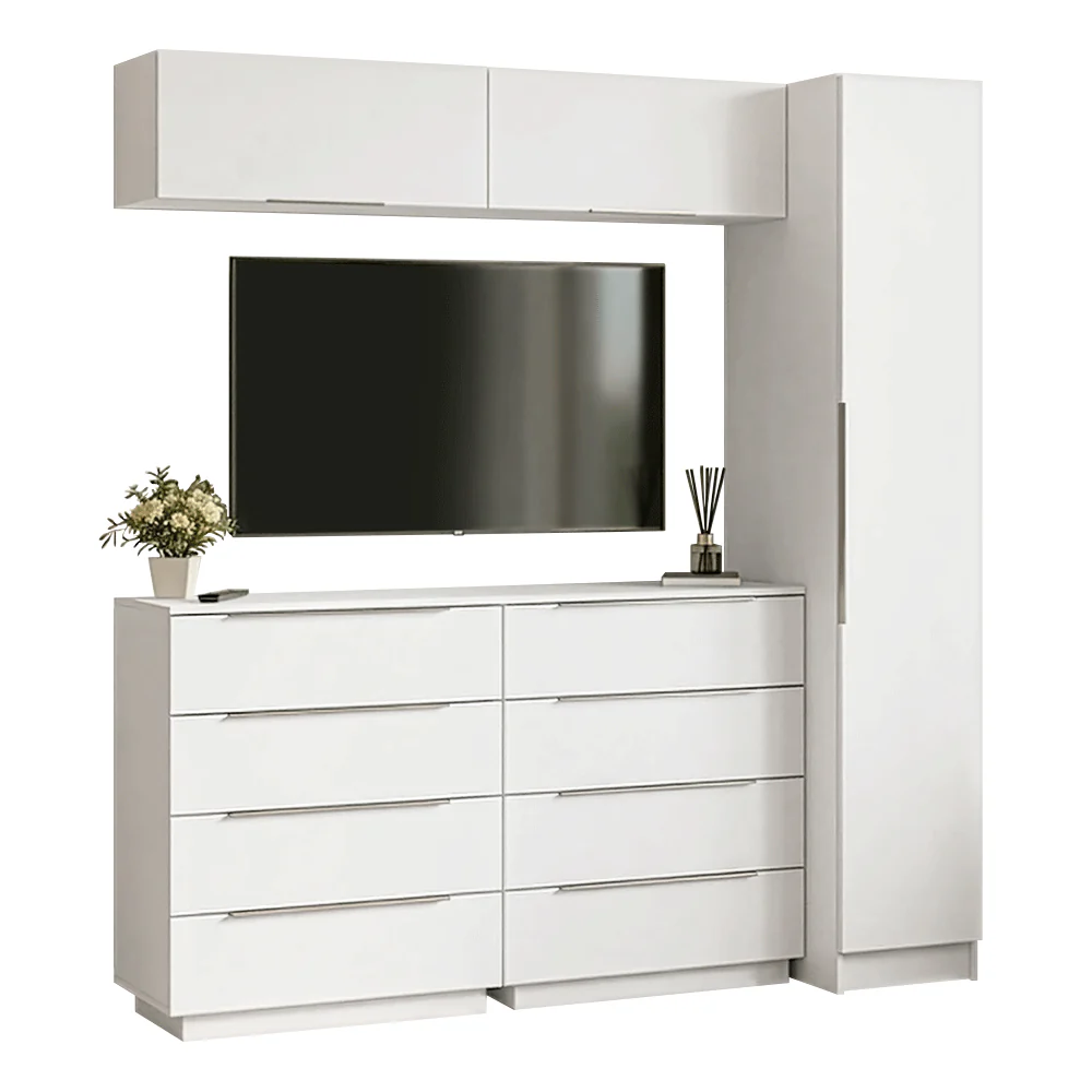 Conjunto Dormitorio con 1 Placard Neo 2 Alacenas 2 Cómodas Blanco Madesa 01 - Image 3