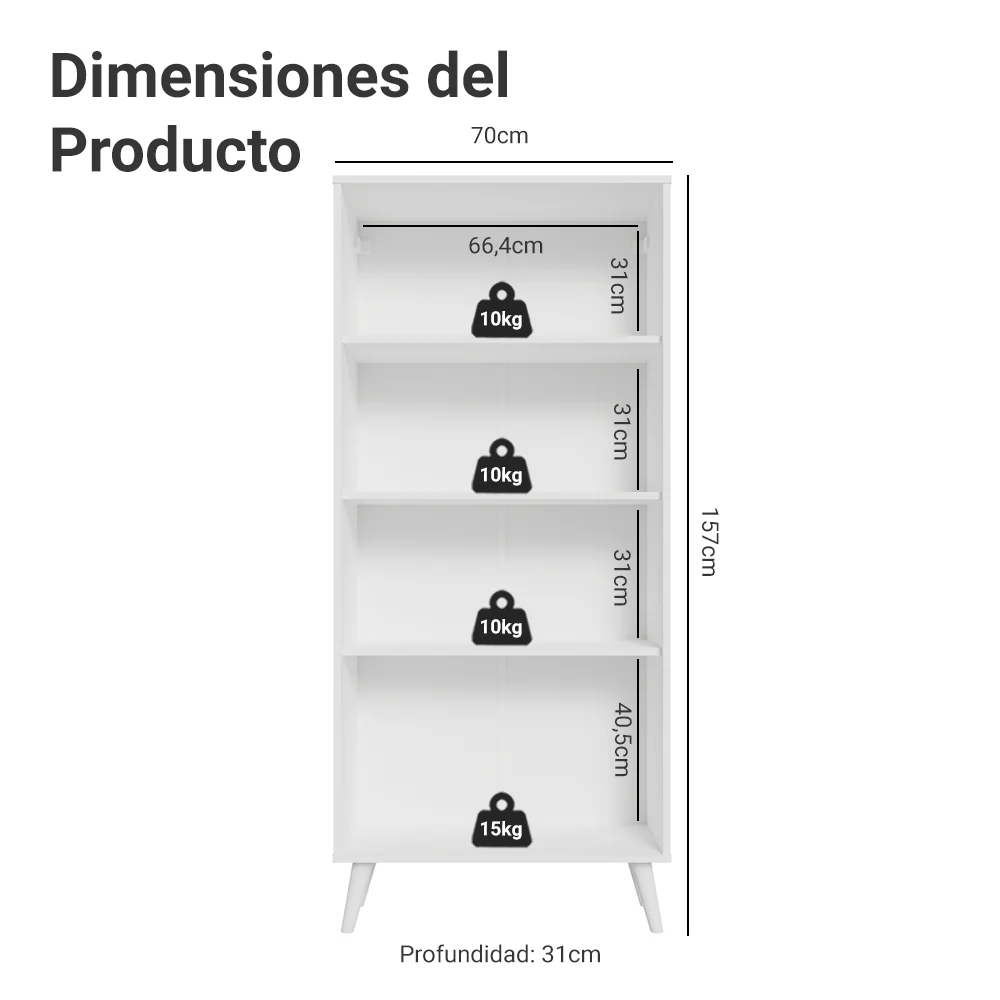 Cristalero 70 cm 2 Puertas de Vidrio con Patas Vik Blanco/Verde/Blanco - Image 2