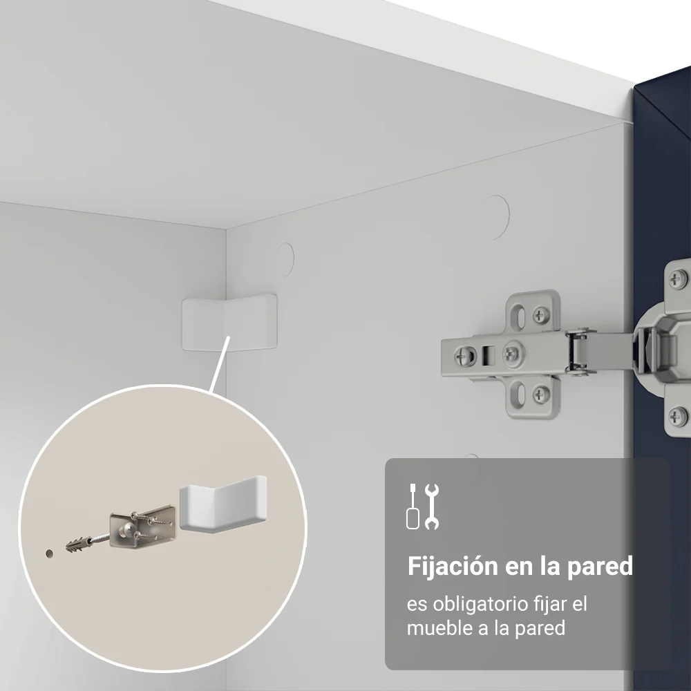 Cristalero 70 cm 2 Puertas de Vidrio Vik Blanco/Azul - Image 7