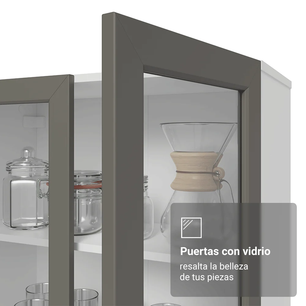 Cristalero 70 cm 2 Puertas de Vidrio Vik Blanco/Gris - Image 8