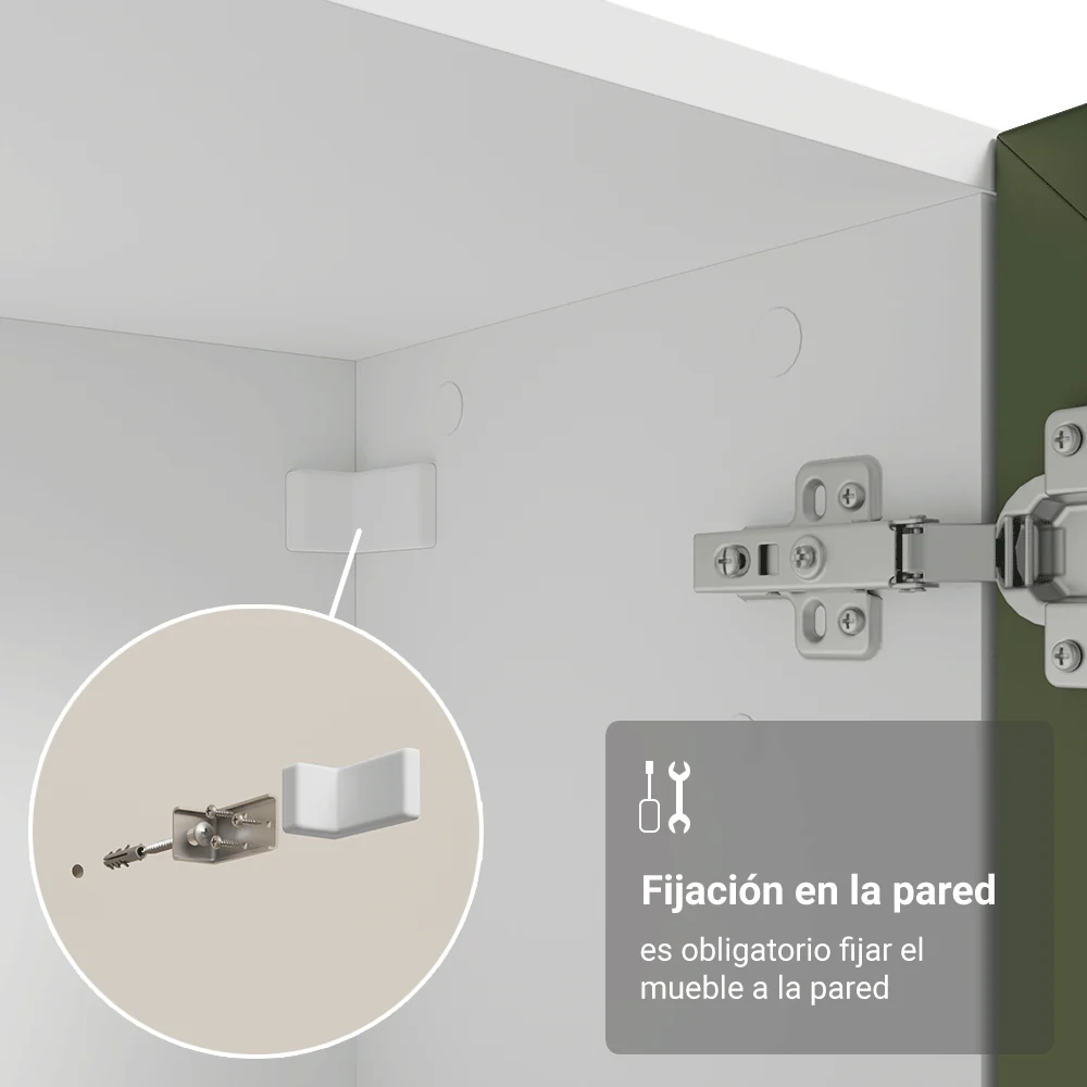 Cristalero 70 cm 2 Puertas de Vidrio Vik Blanco/Verde - Image 7