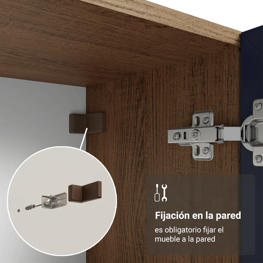 Cristalero Sin Patas 70 cm 2 Puertas de Vidrio Vik Marrón/Azul - Image 8