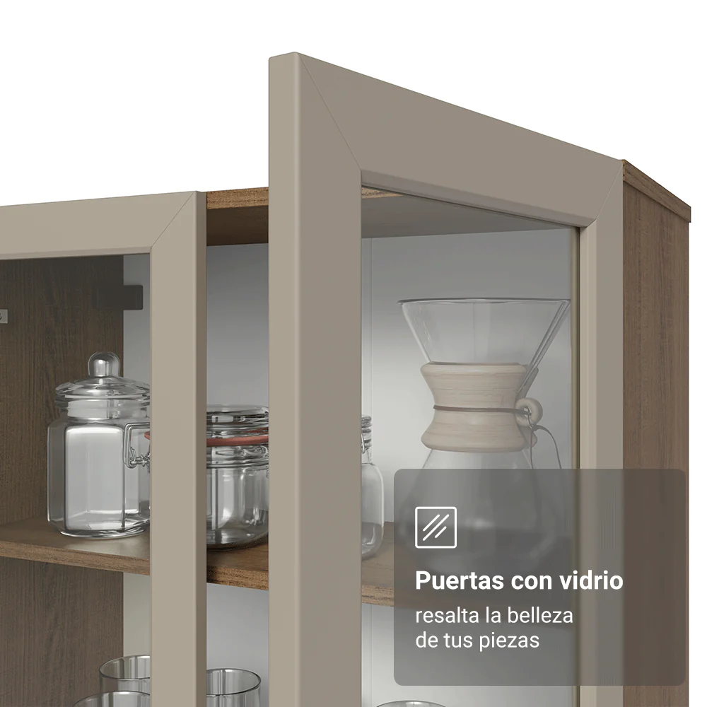 Cristarelo Flotante 70 cm 2 Puertas de Vidrio Marrón/Crema Vik Madesa - Image 8