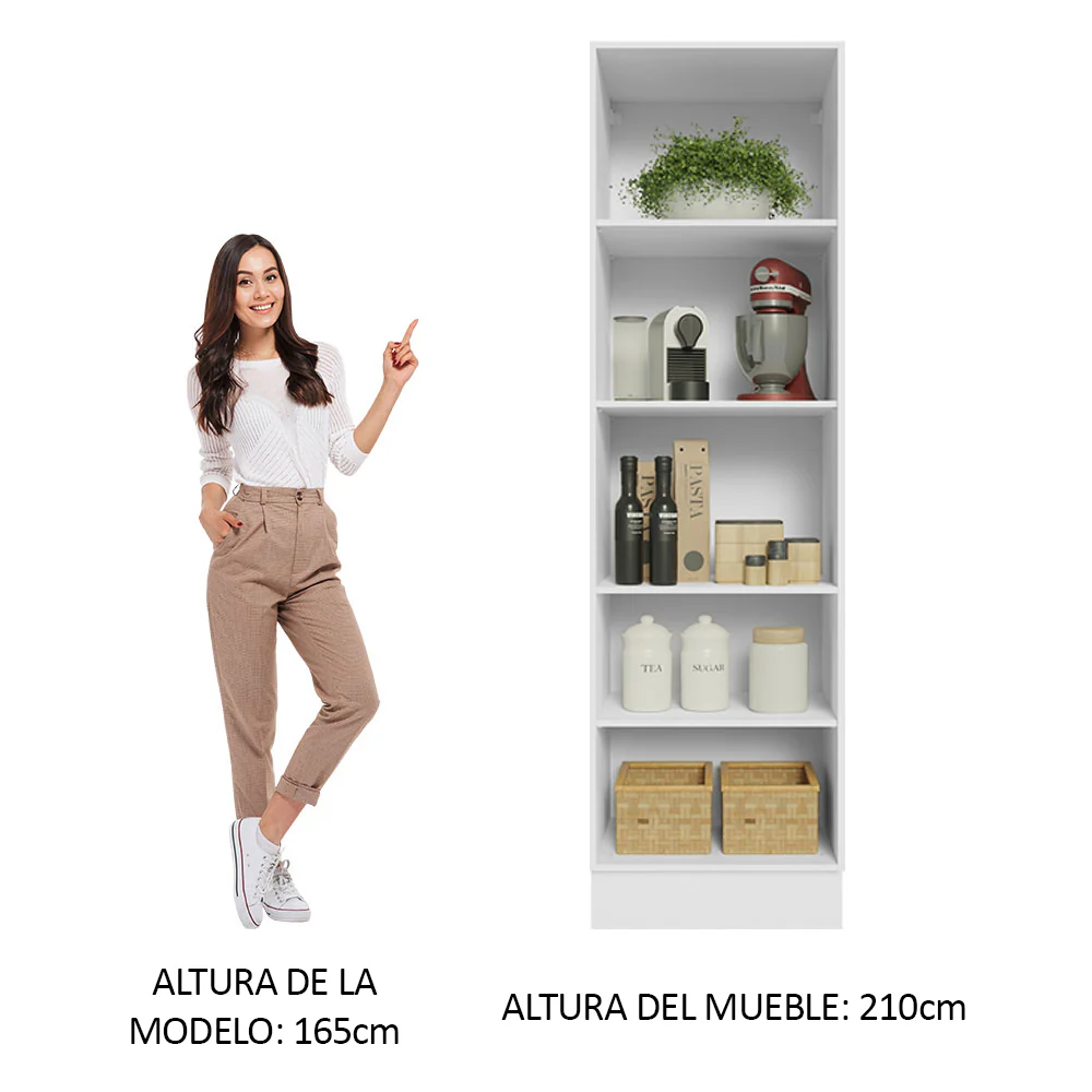 Despensero 100% MDF 60 cm con Nichos Abiertos para Cocina Blanco Acordes Madesa - Image 3