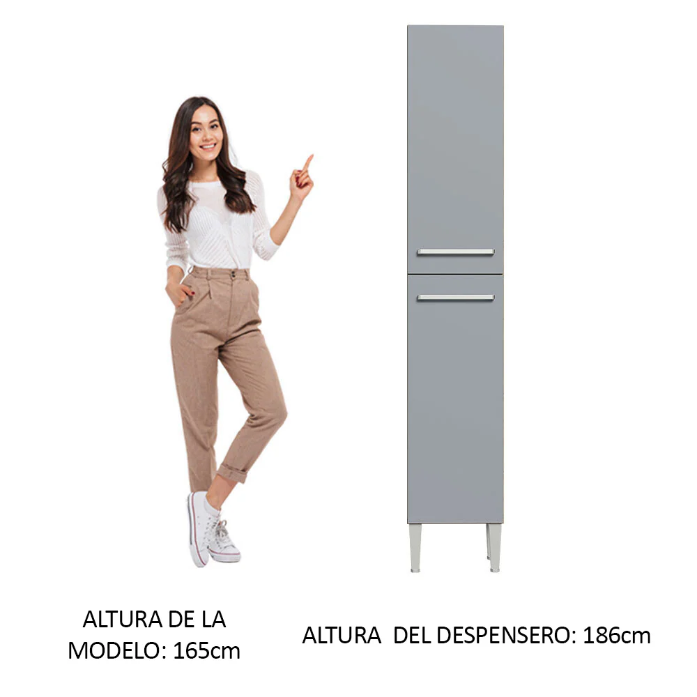 Despensero 32 cm Sin cajones 2 Puertas Emilly Marrón/Gris - Image 5