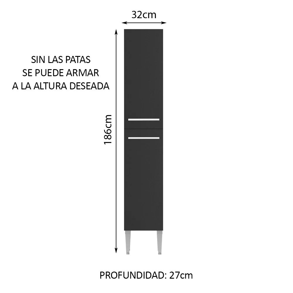 Despensero 32 cm Sin cajones 2 Puertas Emilly Marrón/Negro - Image 2