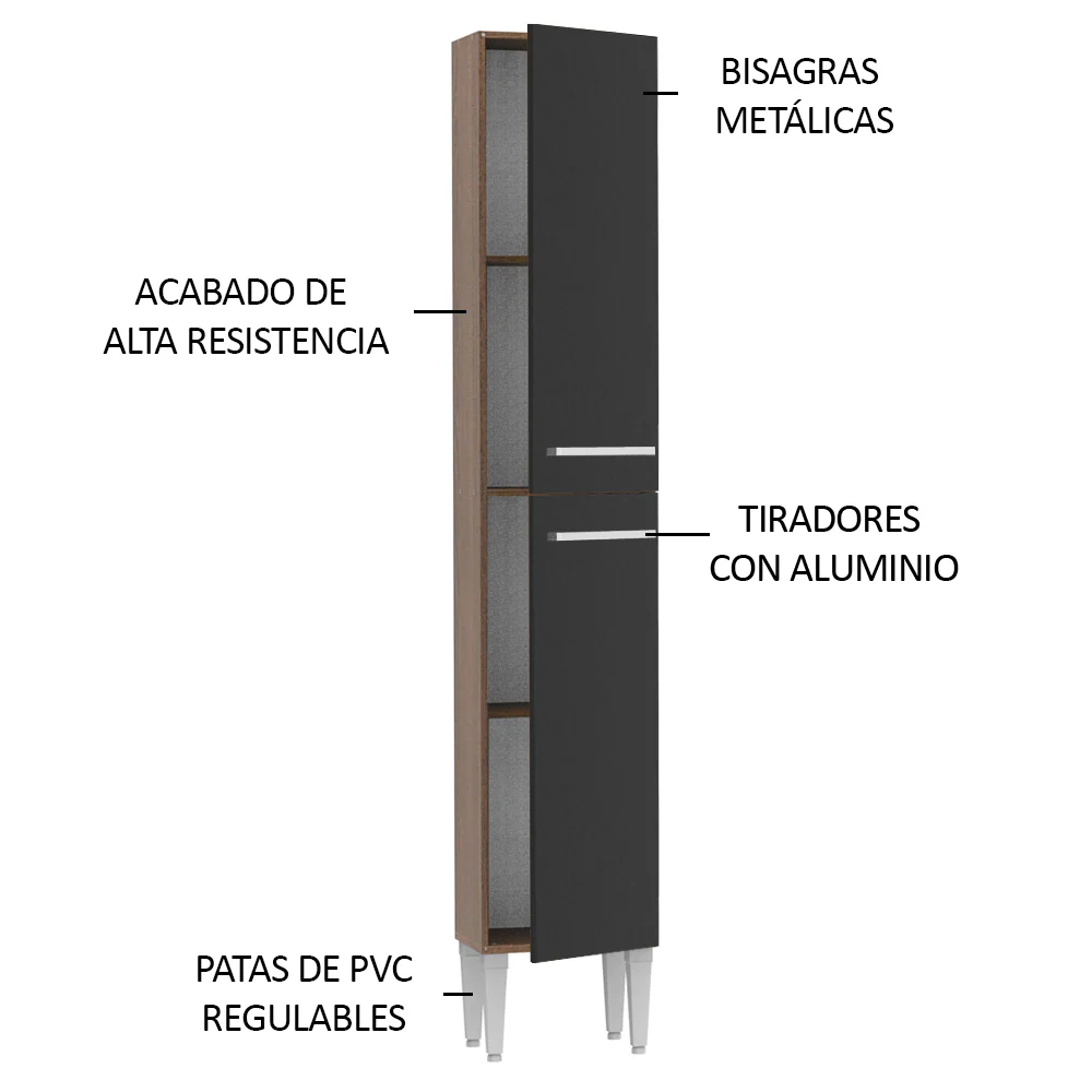 Despensero 32 cm Sin cajones 2 Puertas Emilly Marrón/Negro - Image 4