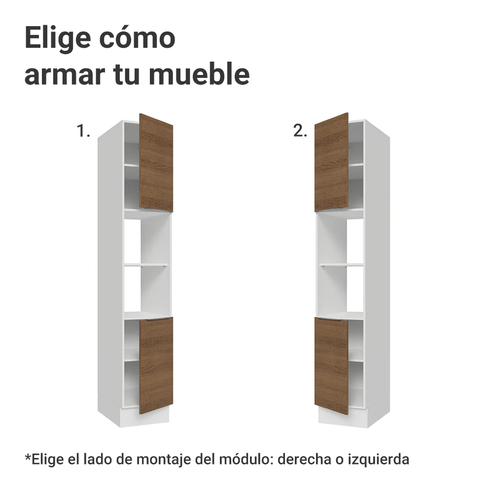 Despensero 40 cm 2 Puertas e 2 Nichos Blanco/Marrón Stella Madesa - Image 4