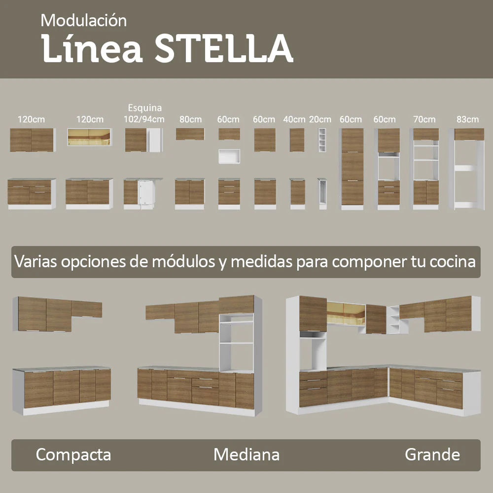 Despensero 40 cm 2 Puertas e 2 Nichos Blanco/Marrón Stella Madesa - Image 9