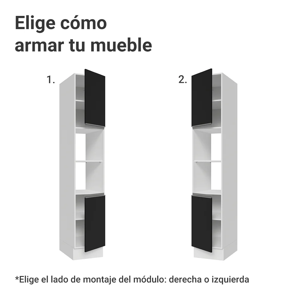 Despensero 40 cm 2 Puertas e 2 Nichos Blanco/Negro Glamy Madesa - Image 4