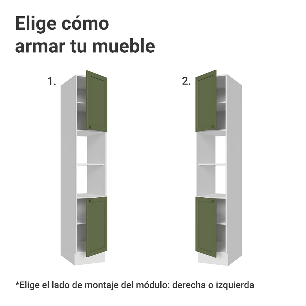 Despensero 40 cm 2 Puertas e 2 Nichos Blanco/Verde Vik Madesa - Image 4