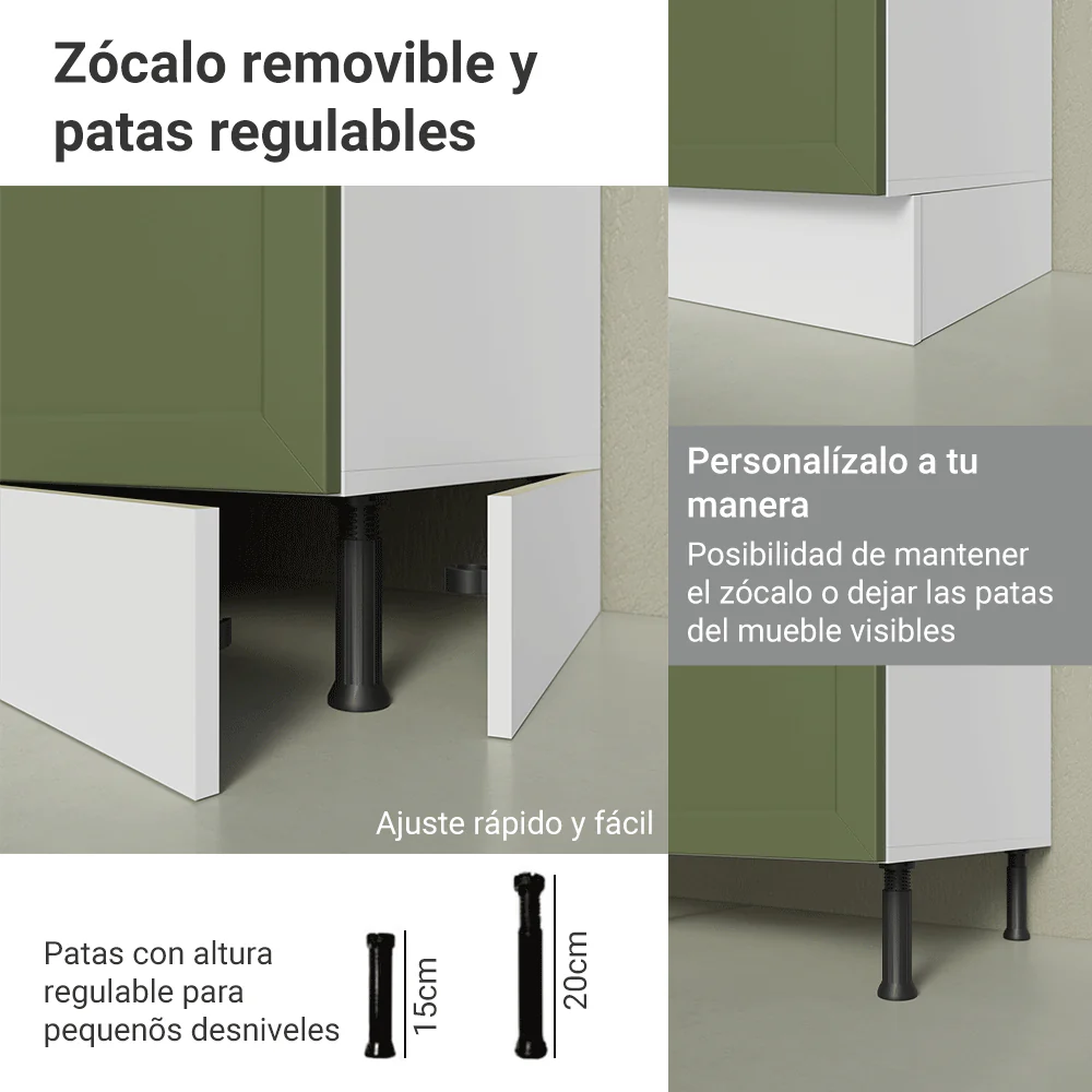 Despensero 40 cm 2 Puertas e 2 Nichos Blanco/Verde Vik Madesa - Image 8