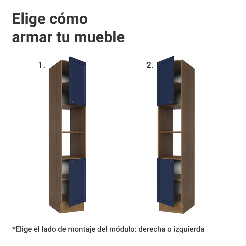 Despensero 40 cm 2 Puertas e 2 Nichos Marrón/Azul Vik Madesa - Image 4