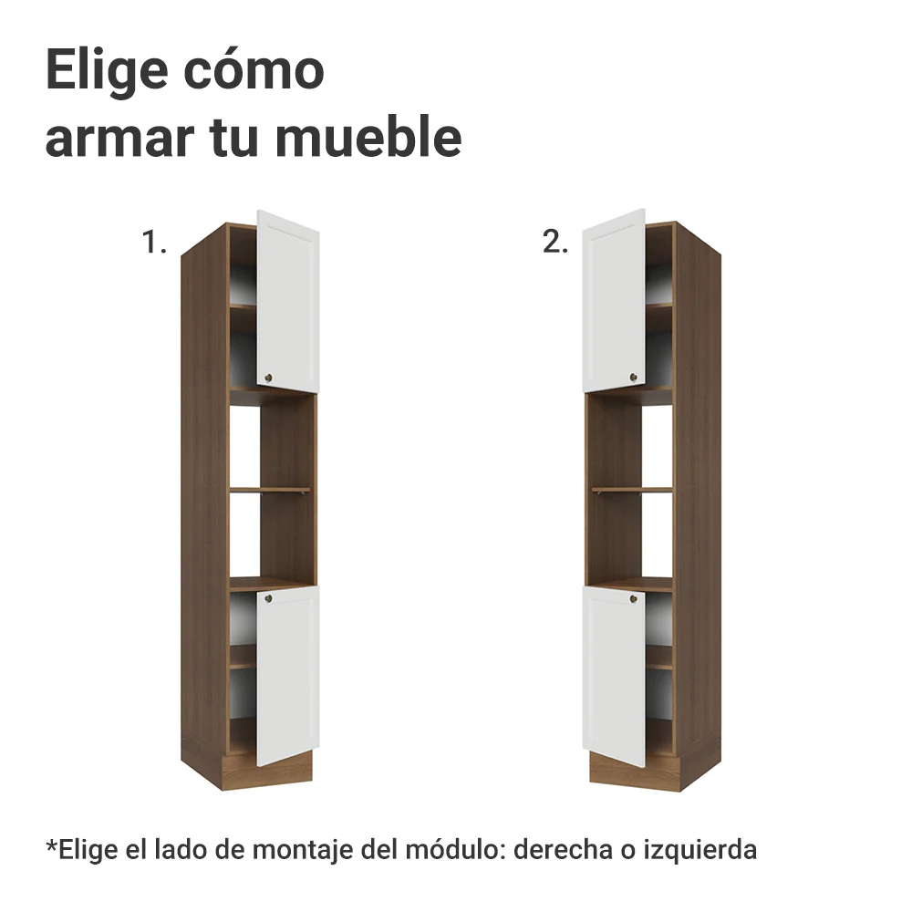 Despensero 40 cm 2 Puertas e 2 Nichos Marrón/Blanco Vik Madesa - Image 4