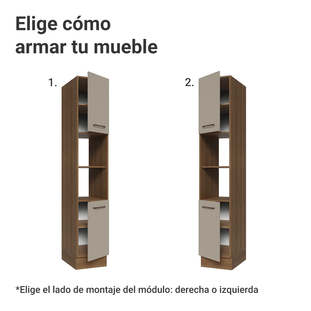 Despensero 40 cm 2 Puertas e 2 Nichos Marrón/Crema Agata Madesa - Image 4