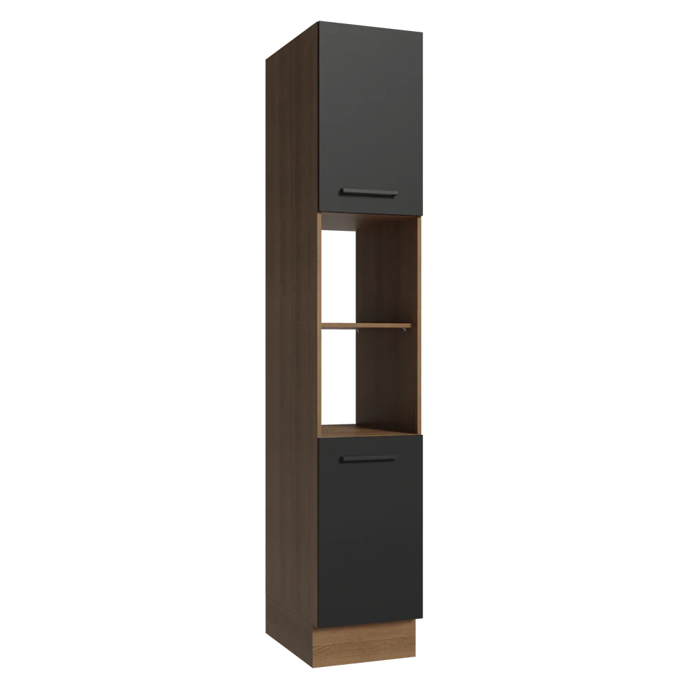 Despensero 40 cm 2 Puertas e 2 Nichos Marrón/Negro Agata Madesa