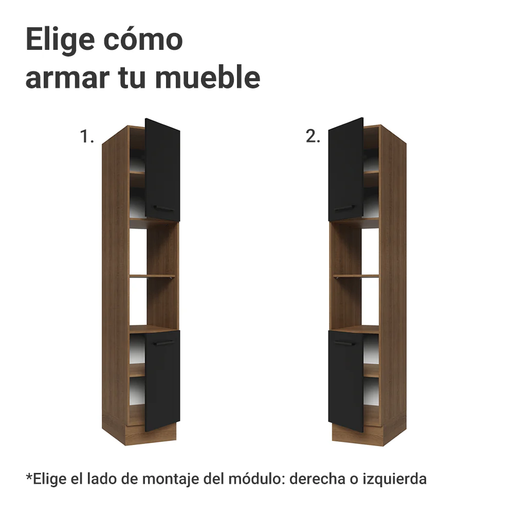 Despensero 40 cm 2 Puertas e 2 Nichos Marrón/Negro Agata Madesa - Image 4