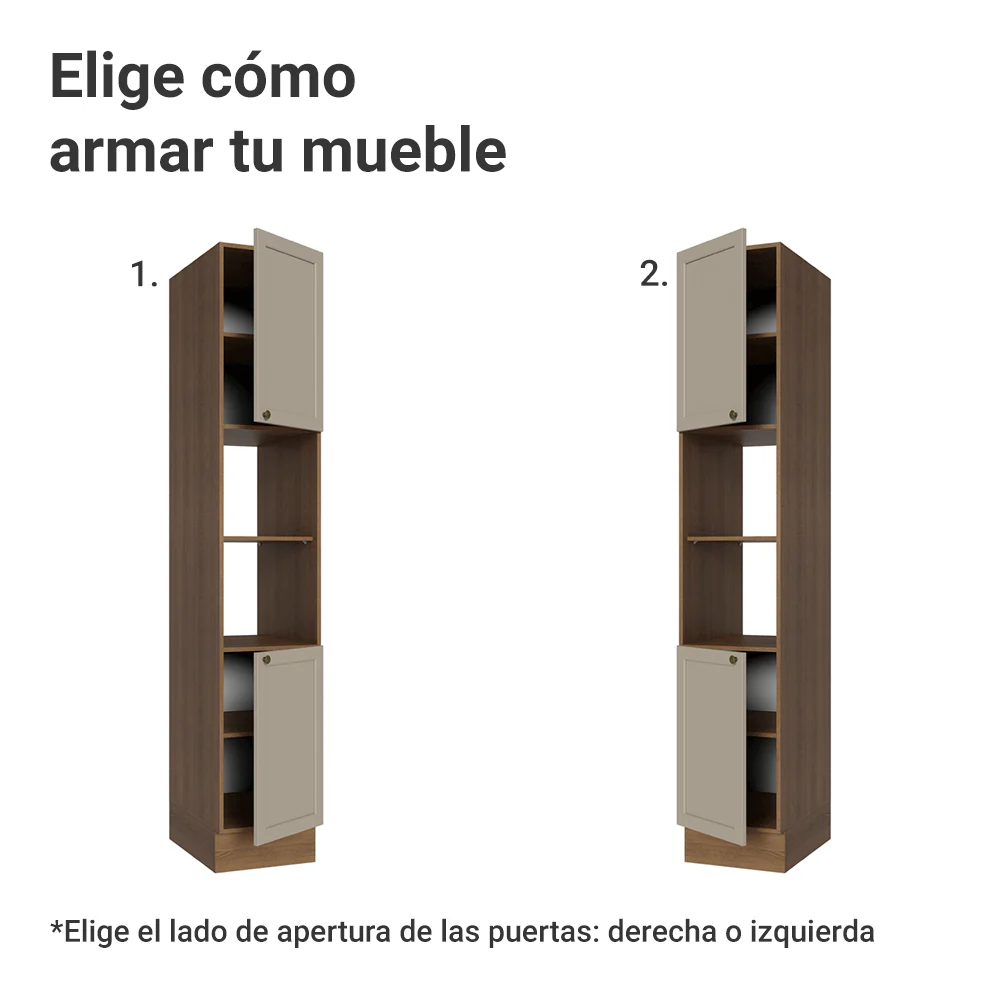 Despensero 40 cm 2 Puetas e 2 Nichos Marrón/Crema Vik Madesa - Image 4