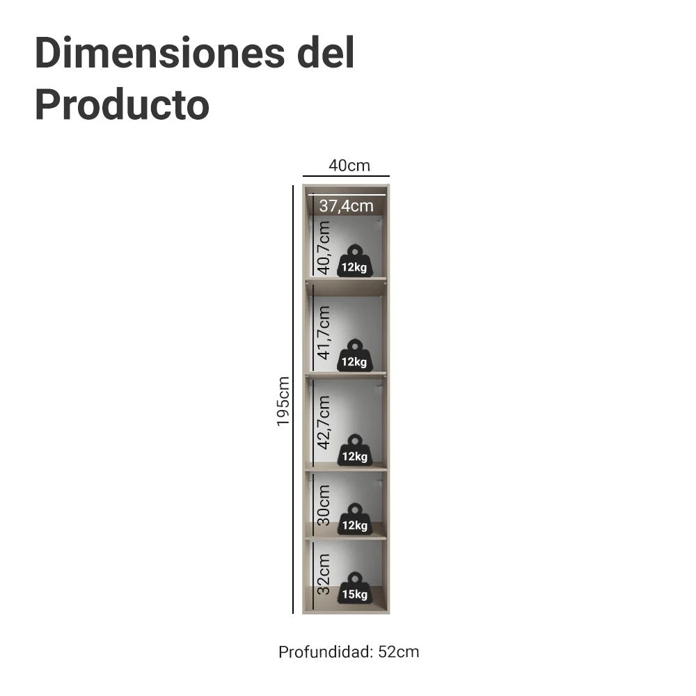 Despensero 40 cm Sin cajones 2 Puertas Nice Crema - Image 2