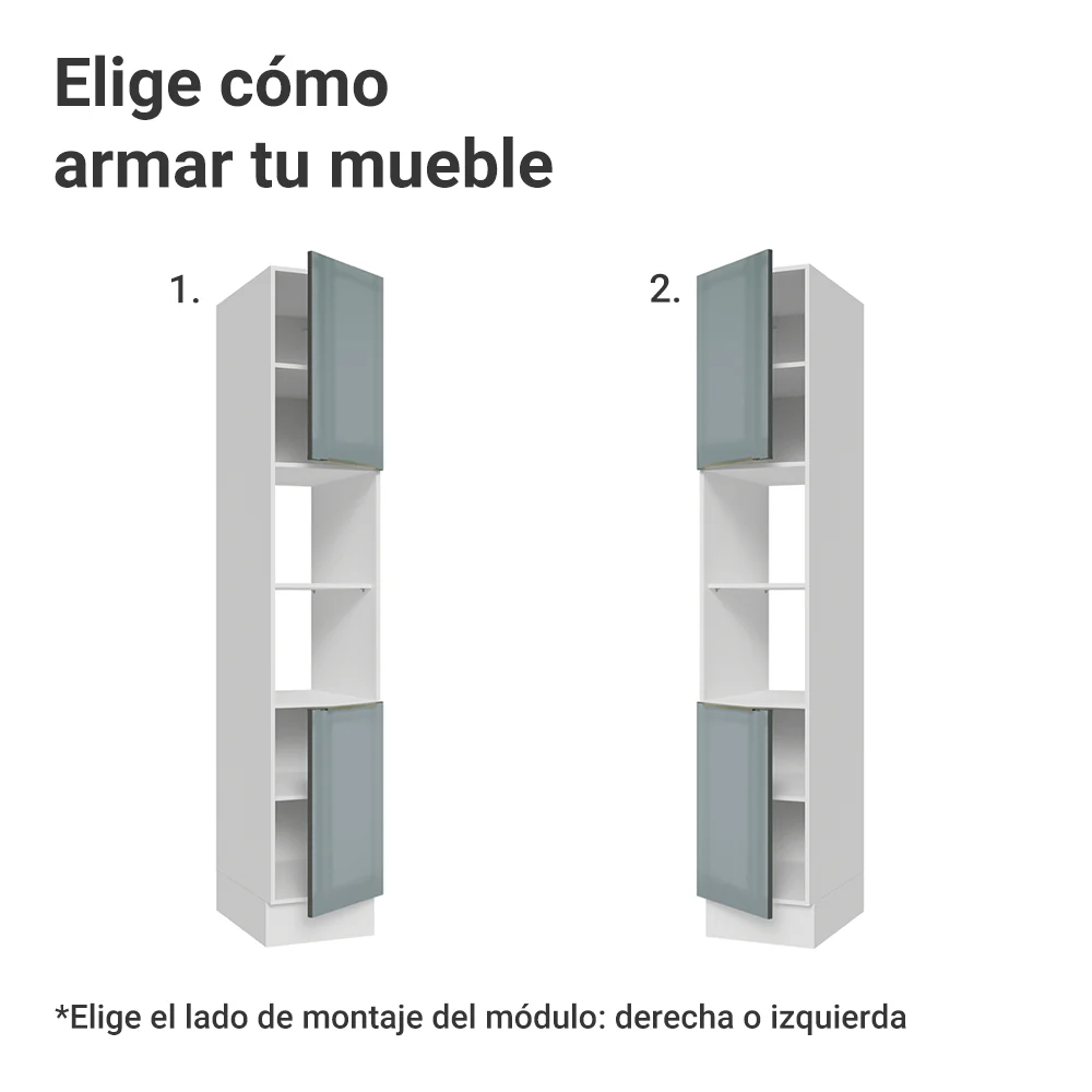 Despensero 40cm 2 Puertas e 2 Nichos Blanco/Gris Lux Madesa - Image 4