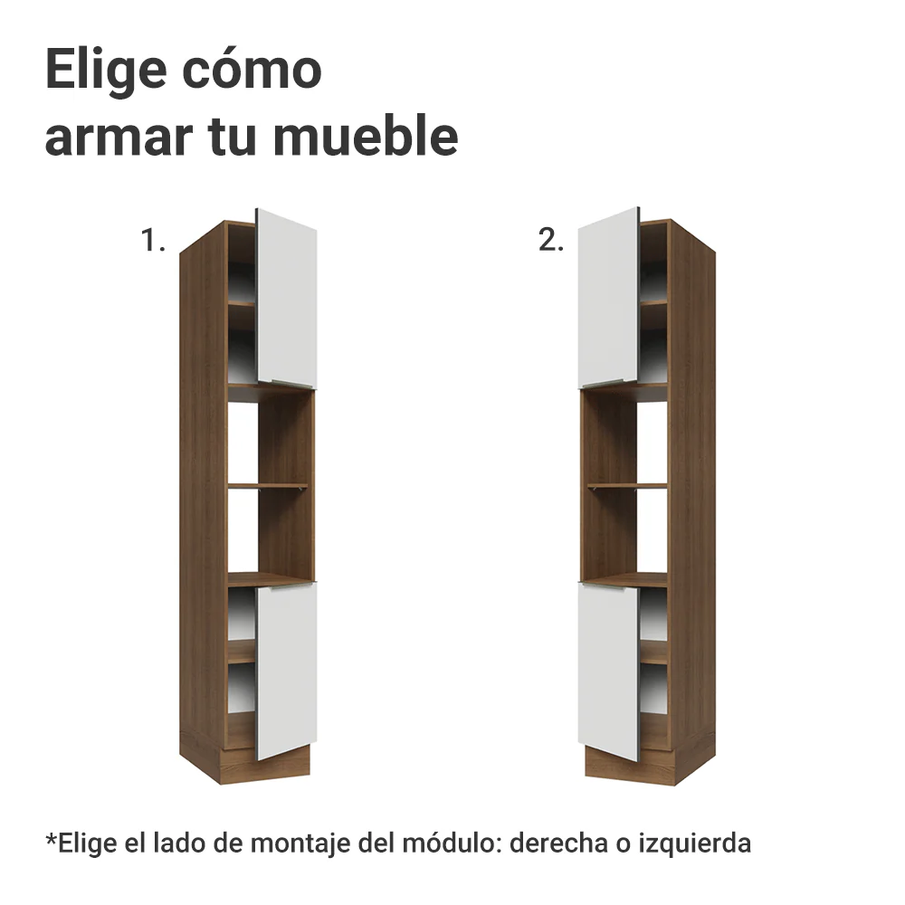 Despensero 40cm 2 Puertas e 2 Nichos Marrón/Blanco Aterciopelado Lux Madesa - Image 4