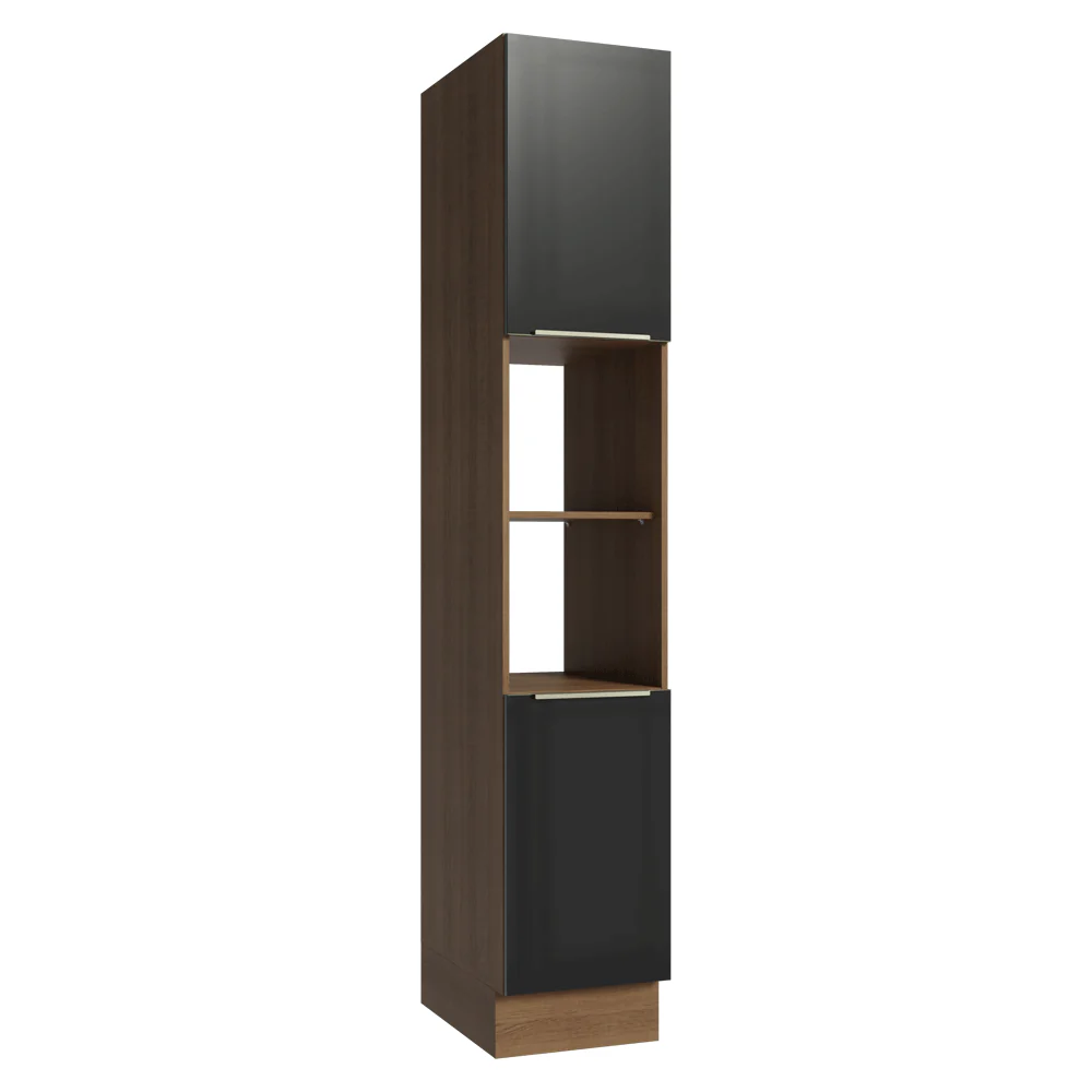 Despensero 40cm 2 Puertas e 2 Nichos Marrón/Negro Lux Madesa