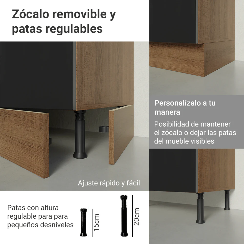 Despensero 40cm 2 Puertas e 2 Nichos Marrón/Negro Lux Madesa - Image 8