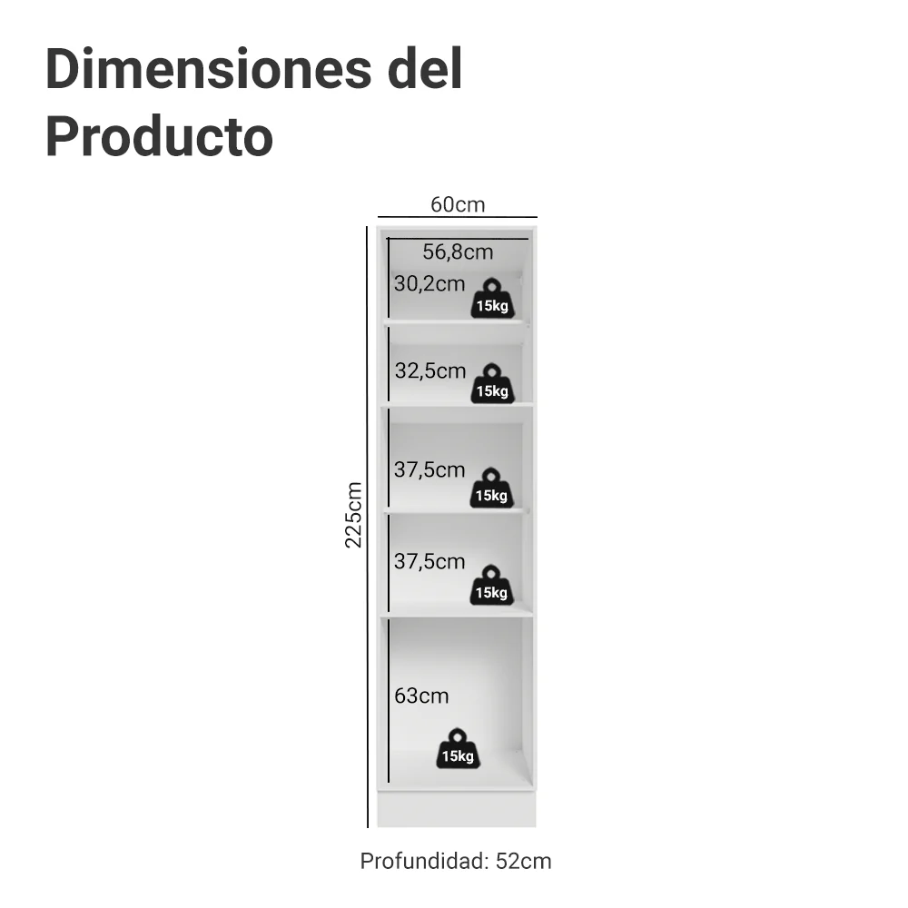 Despensero 60 cm 3 Puertas Blanco/Gris Vik Madesa - Image 2