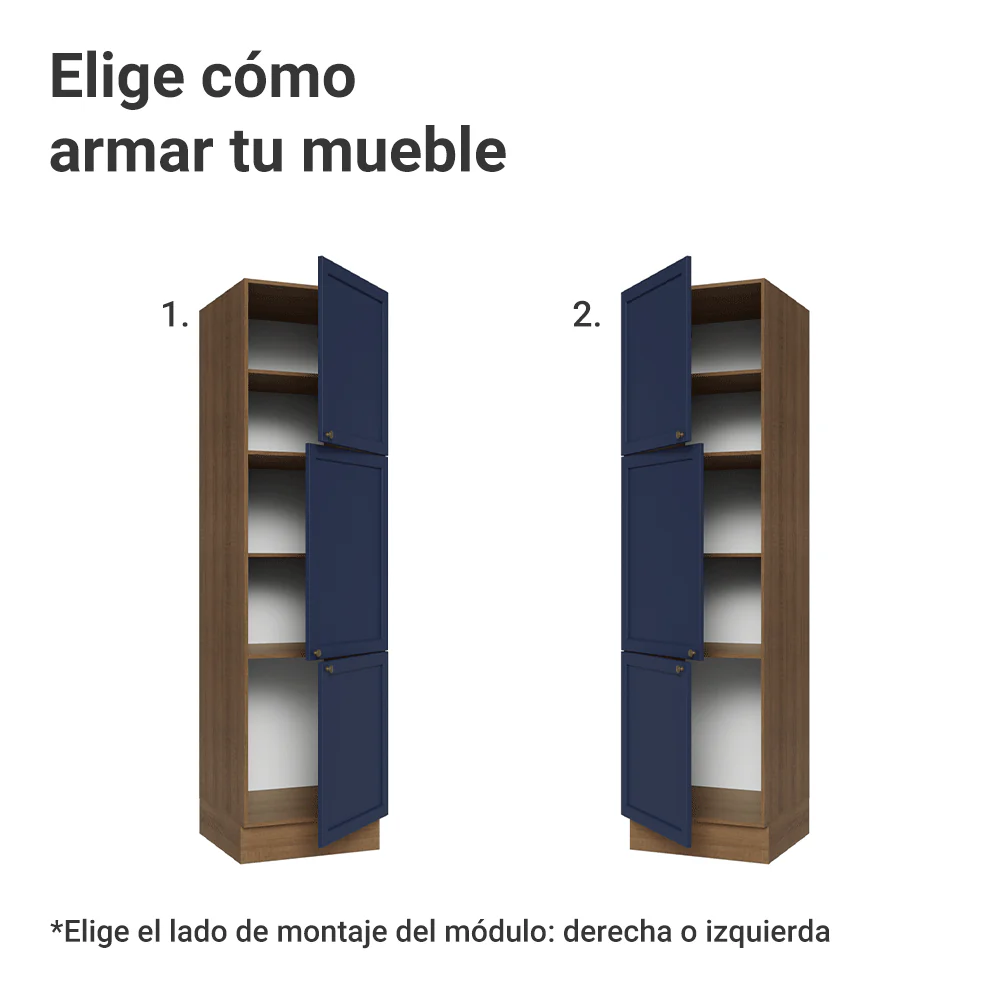 Despensero 60 cm 3 Puertas Marrón/Azul Vik Madesa - Image 4