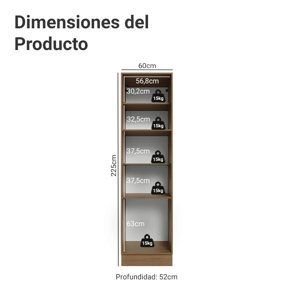 Despensero 60 cm 3 Puertas Marrón/Blanco Vik Madesa - Image 2
