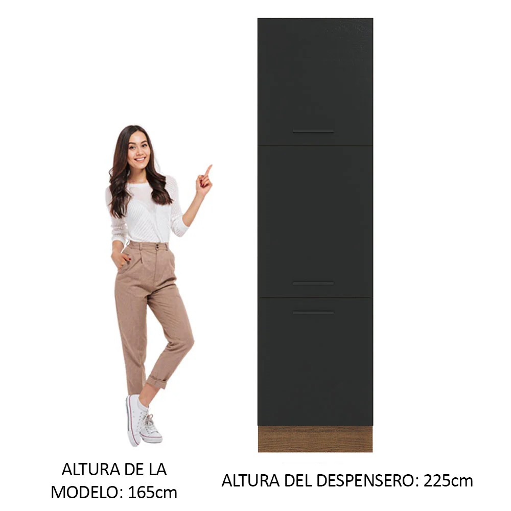 Despensero 60 cm 3 Puertas Marrón/Negro Agata Madesa - Image 3