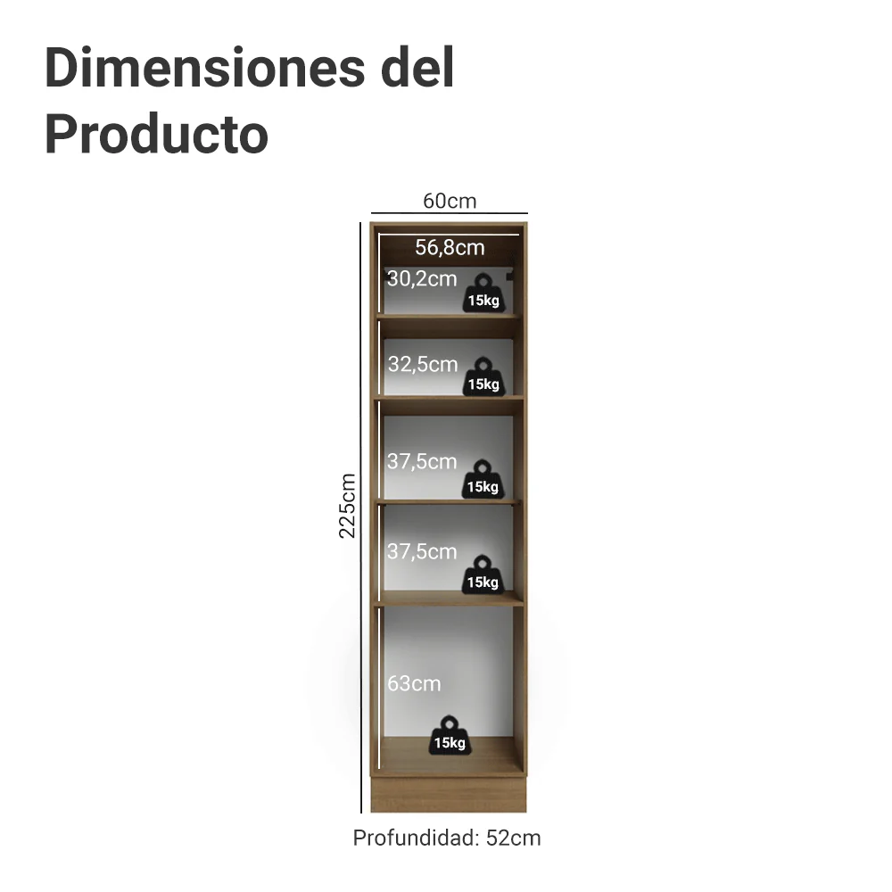 Despensero 60 cm 3 Puetas Marrón/Gris Lux Madesa - Image 2