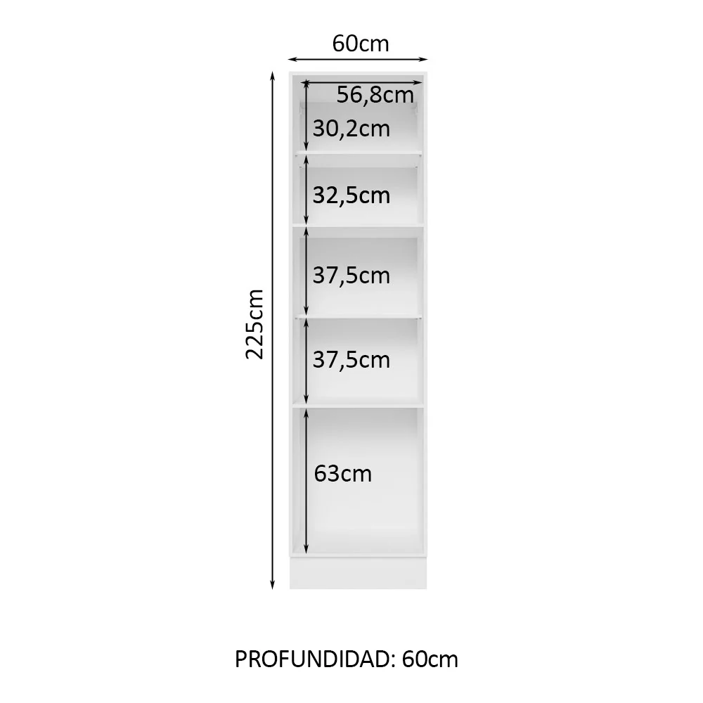 Despensero 60 cm Sin cajones 3 Puertas Lux Blanco/Gris - Image 3