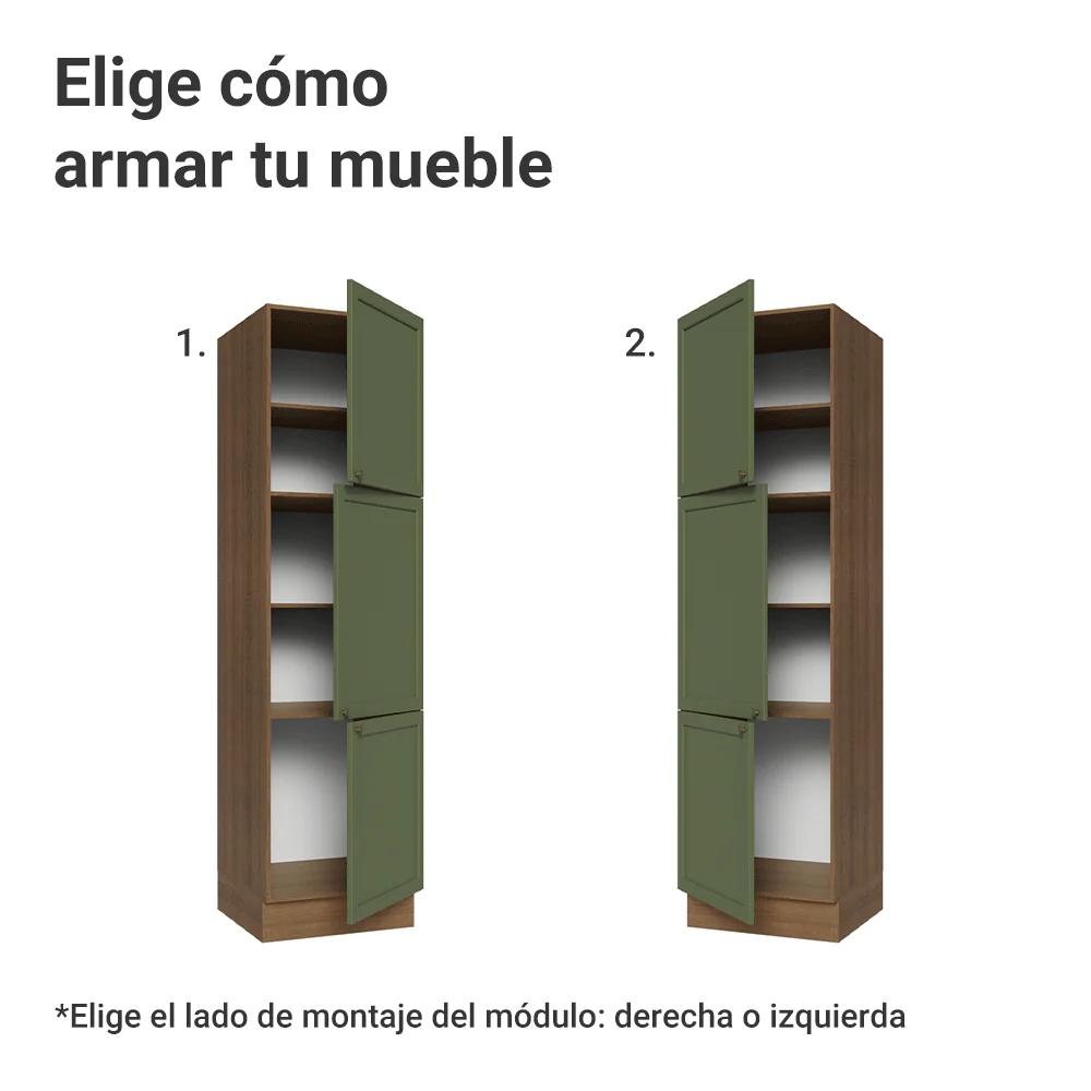 Despensero 60 x 60 cm 3 Puertas Marrón/Verde Vik Madesa - Image 4