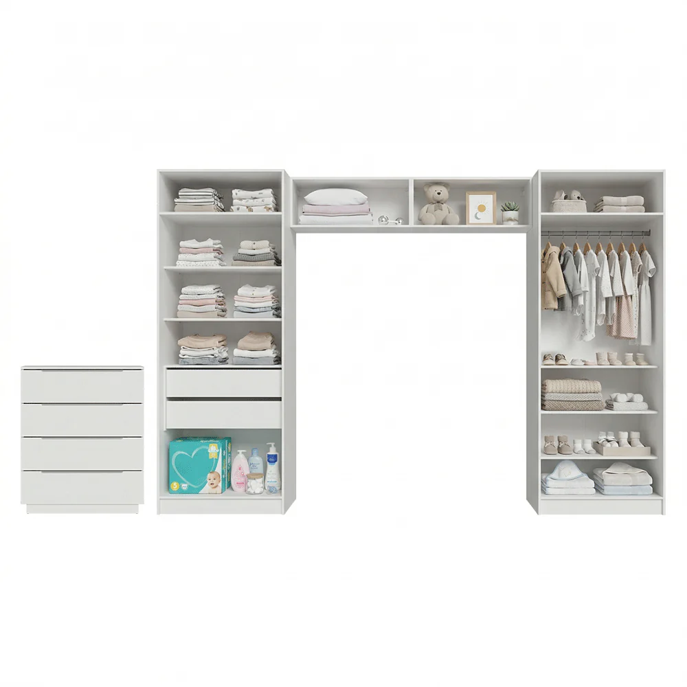 Dormitorio Infantil con 2 Placards Neo 2 Alacenas 1 Cómoda Blanco Madesa 03 - Image 5