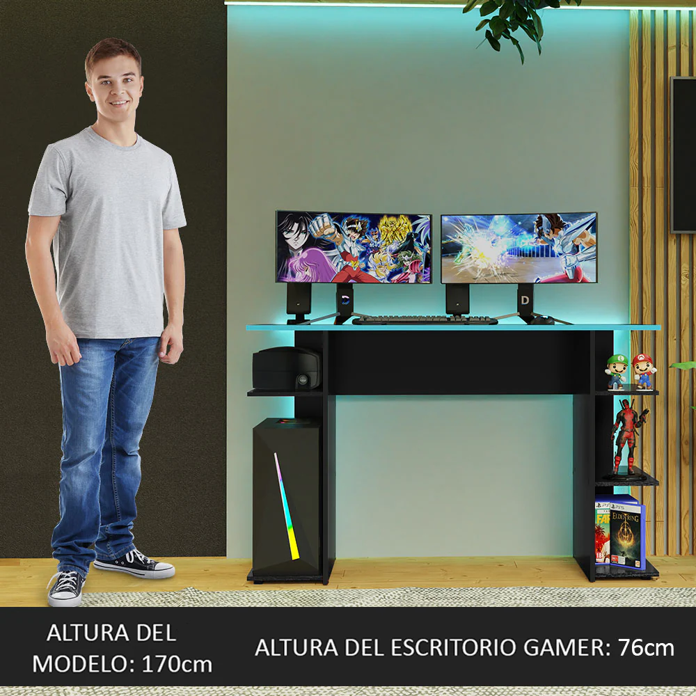 Escritorio a Gamer Negro/Azul 9424 - Image 4