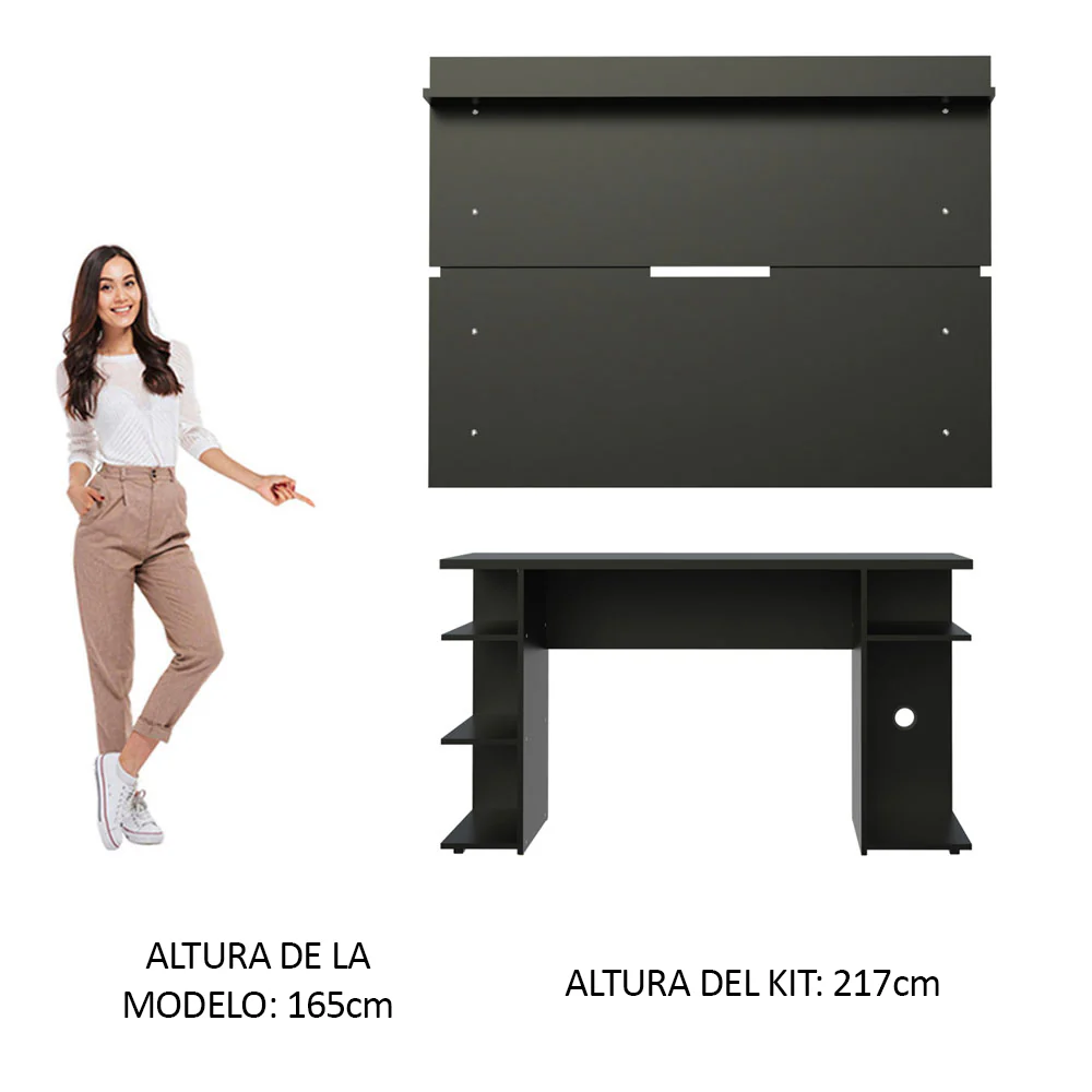 Escritorio Gamer Madesa 9409 con Panel para TV hasta 65 Pulgadas Negro - Image 4